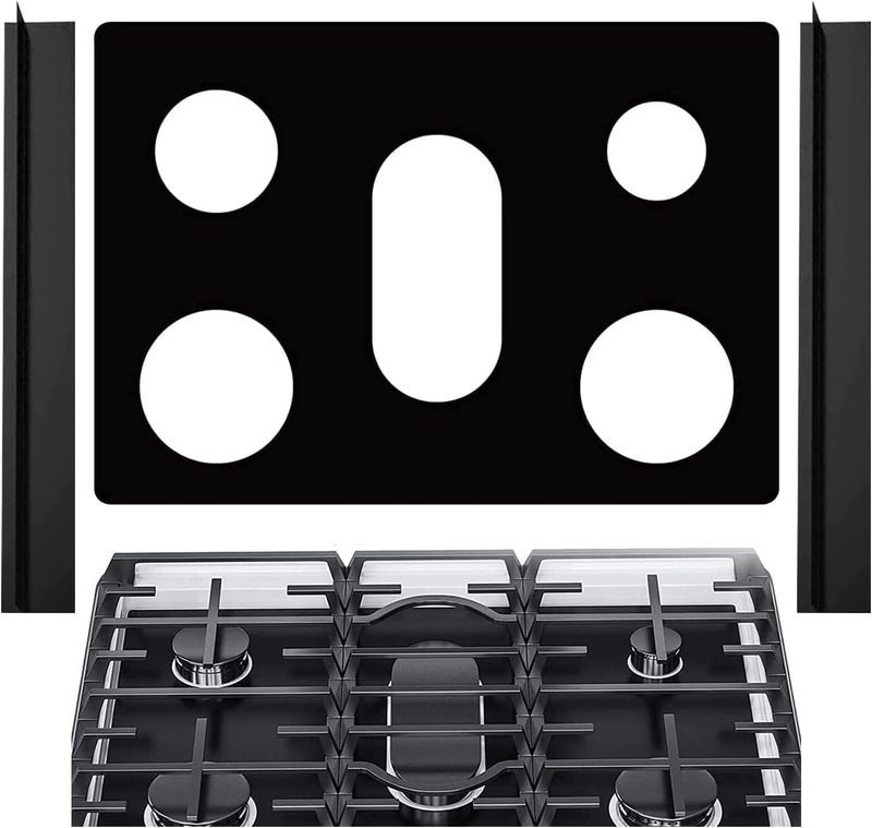 CozyKit Stove Cover, Stove Covers Reusable Gas Range Protectors for Samsung Gas Range,0.3mm Reusable Gas Stove Burner Covers with 2PCS Silicone Stove Counter Gap Cover Long & Wide Gap Filler,Black-3pcs… - Image 1